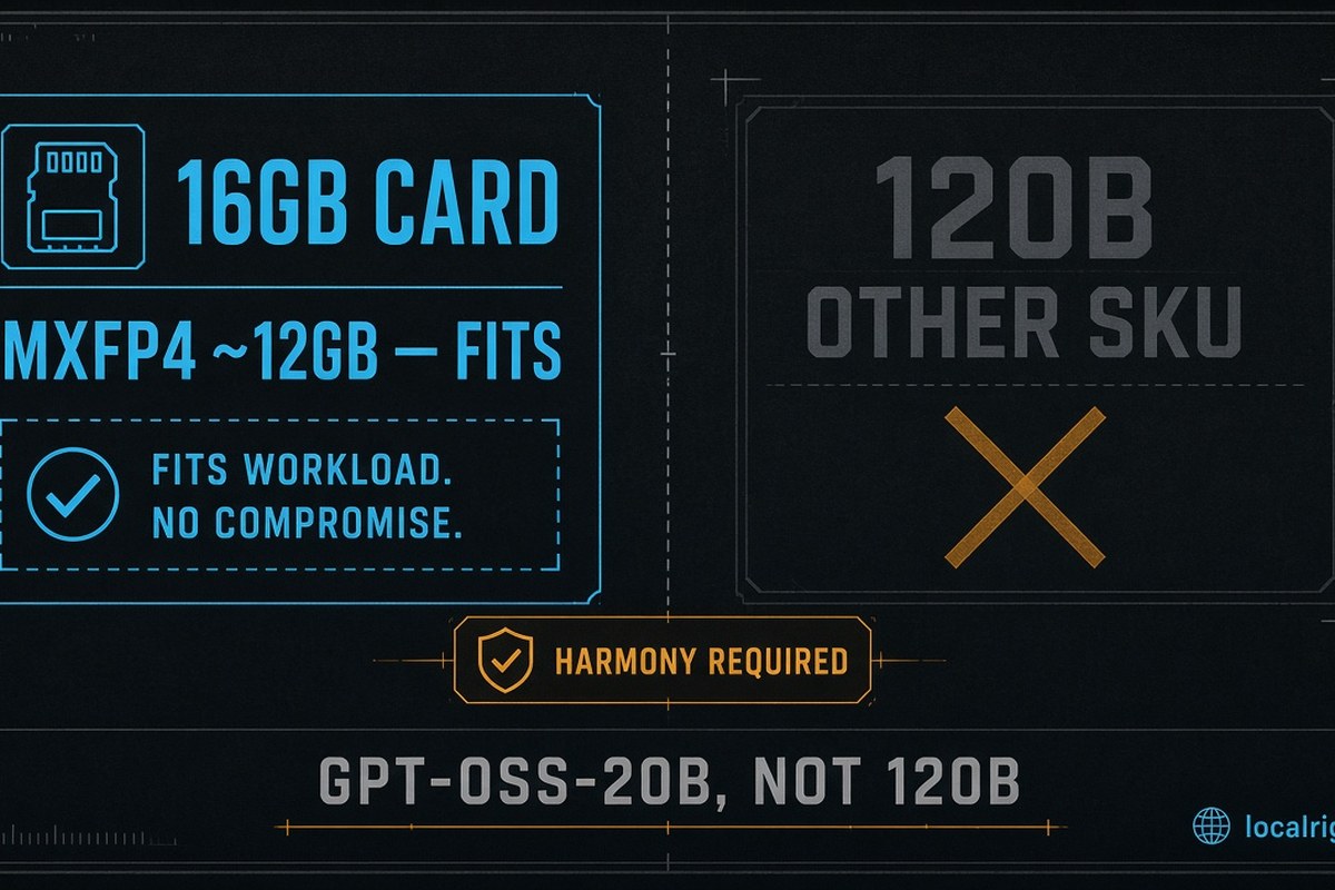 16 GB class for MXFP4 weights; used 3090 24GB for KV headroom